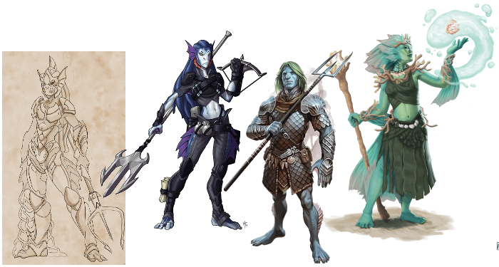 Compilation d’illustrations de Merfolks issus de differentes licences fantastiques