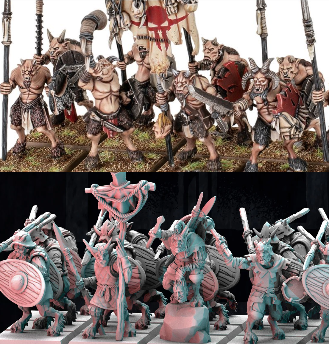 Illustration comparative des designs d’ungor, catalogue GW vs stl Last Sword